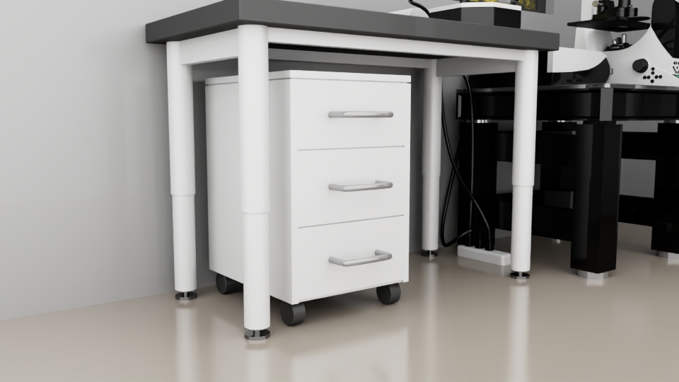 3D model of a cabinet and table featured in the Microscope Lab represntative model