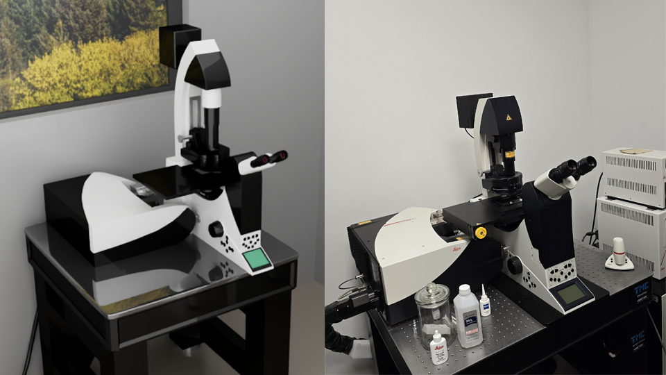 3D model of the confocal microscope alonside it's reference