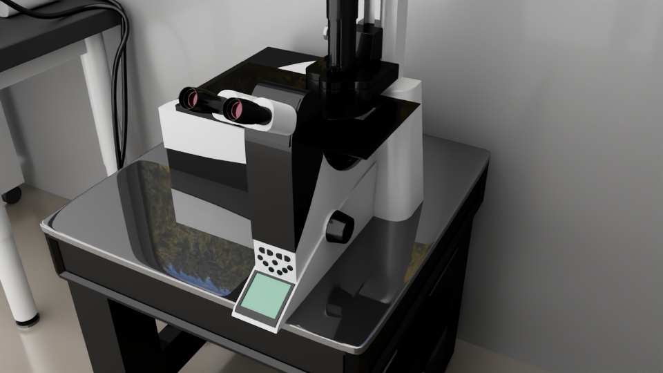 Close up on the front of the Confocal Microscope.