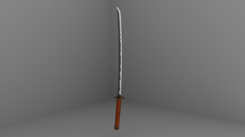 3D render of a Japanese katana