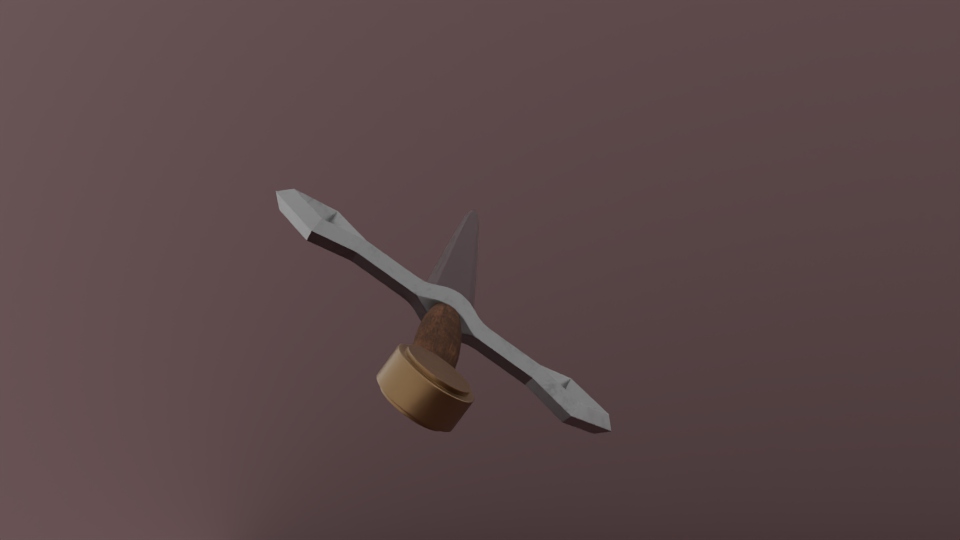 Angled render of the hilt to show the hilt and pummel and their connection to the hilt