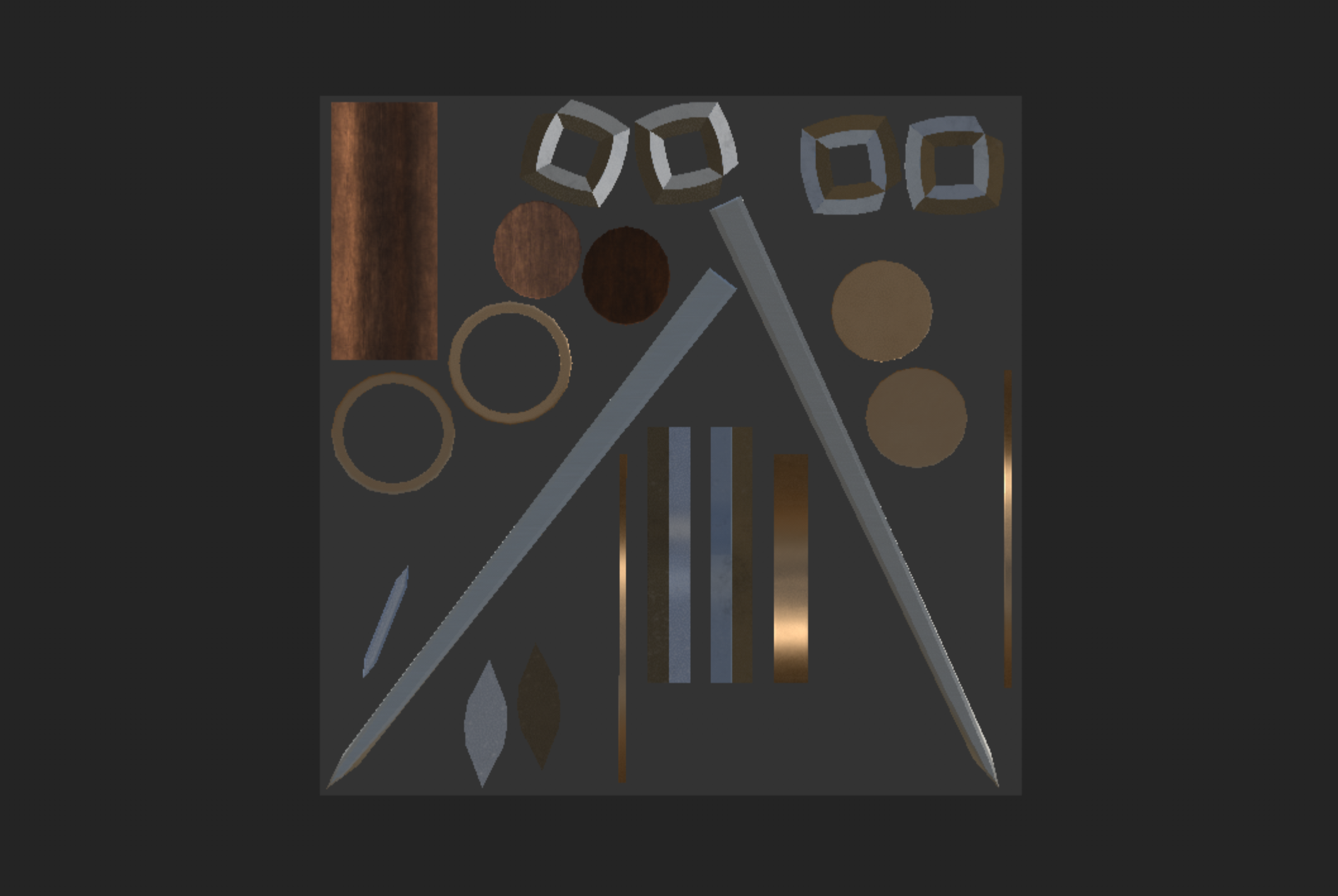 Texture map for the medieval sword made in Substance Painter.