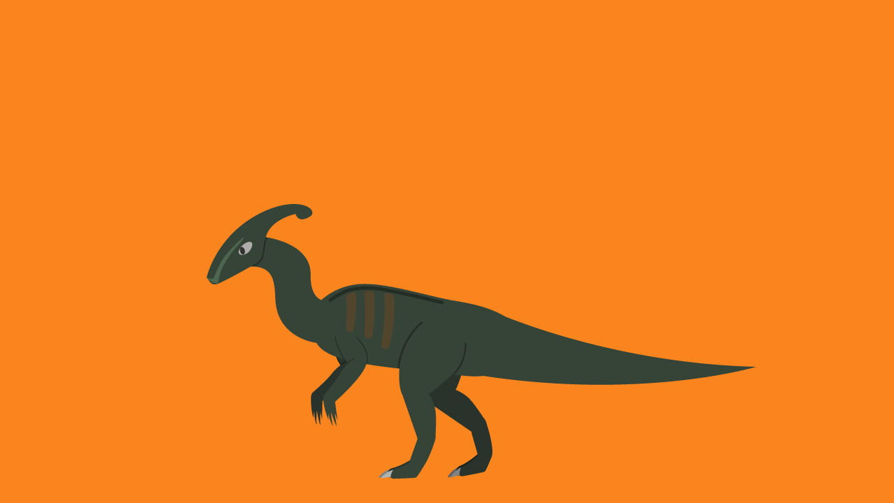 Cartoon Parasaur used in eruption animation.