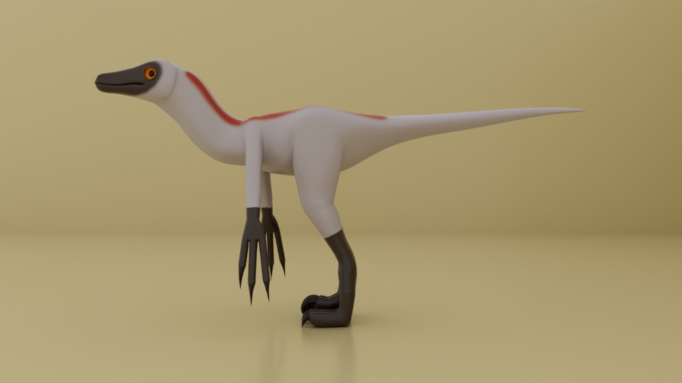 Side view of the raptor model without feathers.