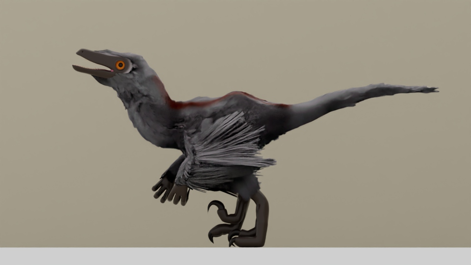 Side view of the model posed.