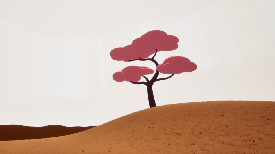 landscape of pink tree from vr experience Tessitura in Bloom